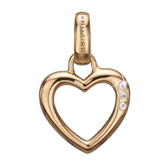 Open Heart Pendant Gold with Gemstones