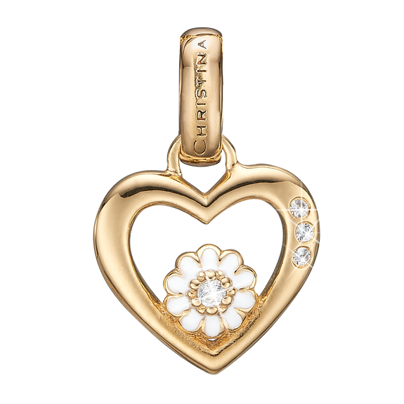 Marguerite Love Pendant Gold and White with Gemstones