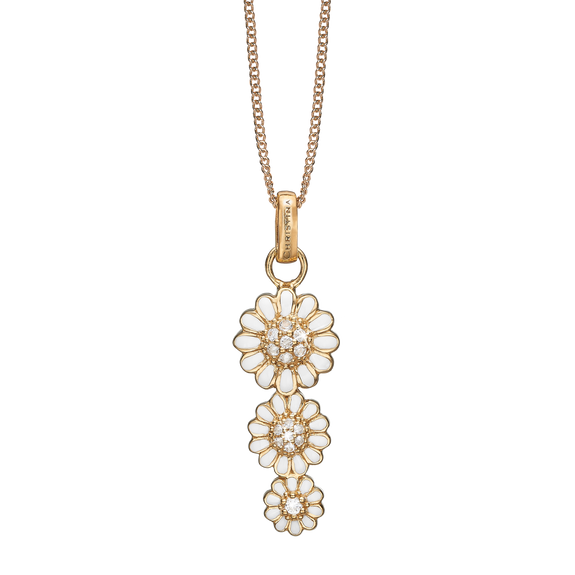 Triple Marguerite Necklace Gold with Gemstones