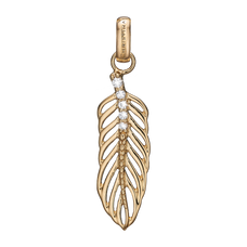 Load image into Gallery viewer, Large Topaz Feather Pendant Gold with Gemstones
