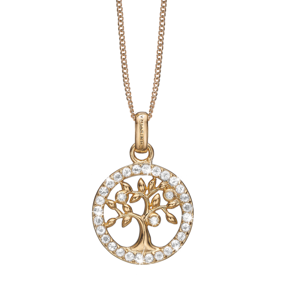 Topaz Tree of Life Necklace Gold with Gemstones
