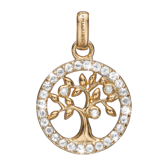 Topaz Tree of Life Pendant Gold with Gemstones
