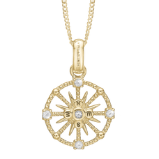 Load image into Gallery viewer, Compass Pendant with Chain Necklace handcrafted in Sterling Silver and finished with an 18 Gold Plating. Choose the Pendant on its own or with a choice of two lengths of Necklaces. The Necklaces come in two adjustable sizes, a 55cm that can be adjusted down to 40cm and a 90cm that can be adjusted down to 70cm.