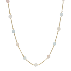 Load image into Gallery viewer, Opaque Necklace handcrafted in Sterling Silver and finished with an 18 Gold.  The Morganite gemstone evokes a sense of peace, joy and inner strength and you can experience these when to put on this necklace as a finishing touch to your outfit.