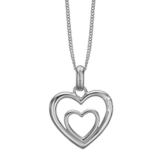 Load image into Gallery viewer, Two Open Hearts Necklace Silver with Gemstones