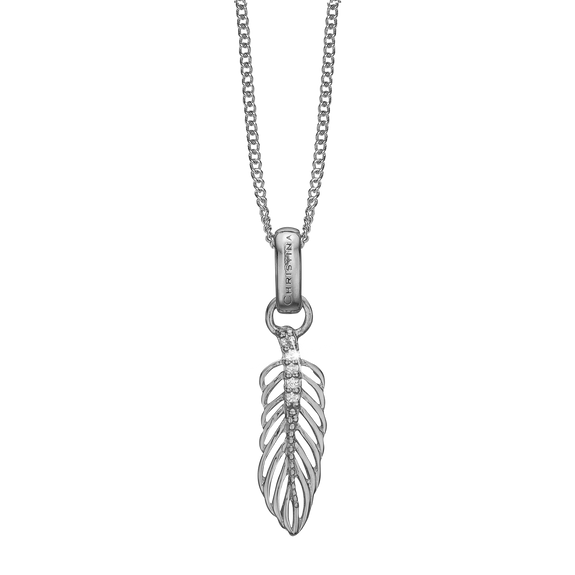 Feather Necklace Silver with Gemstones