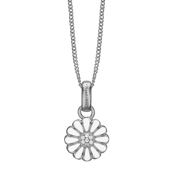 Small Marguerite Necklace Silver with Gemstones