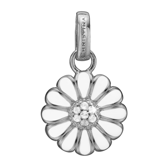 Marguerite Pendant Silver and White with Gemstones