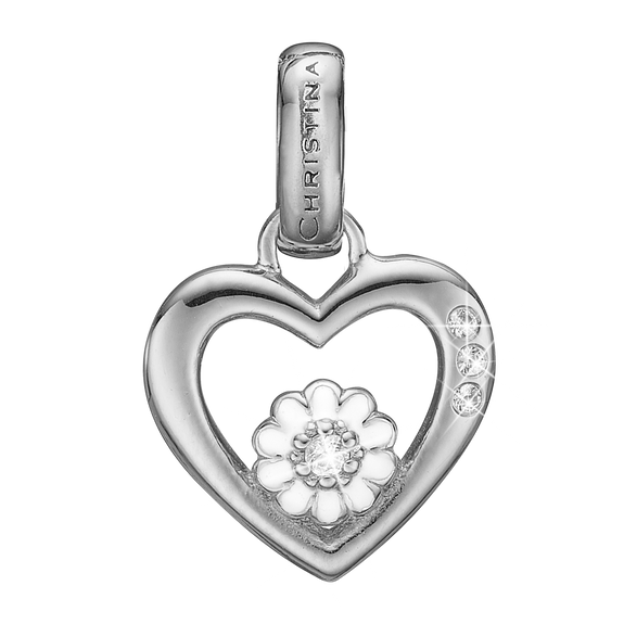 Marguerite Love Pendant Silver and White with Gemstones