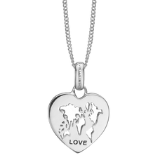 Load image into Gallery viewer, It’s a World of Love where all our family and friends show love to us and there is no better loving feeling. The World of Love Pendant incapsulates what is important to us, This Pendant is delicately and expertly handcrafted in 925 Sterling Silver and finished with either an 18ct Gold or Rhodium Plating