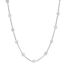 Load image into Gallery viewer, Opaque Necklace Handcrafted in Sterling Silver. The Morganite gemstone evokes a sense of peace, joy and inner strength and you can experience these when to put on this necklace as a finishing touch to your outfit.
