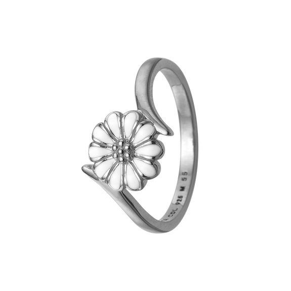 Daisy Power Handcrafted Ring in Sterling Silver and available in Gold or a Silver Finish and White 