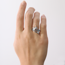 Load image into Gallery viewer, Balance Love Handcrafted Ring in Sterling Silver and available in Gold or a Silver Finish with Gemstones