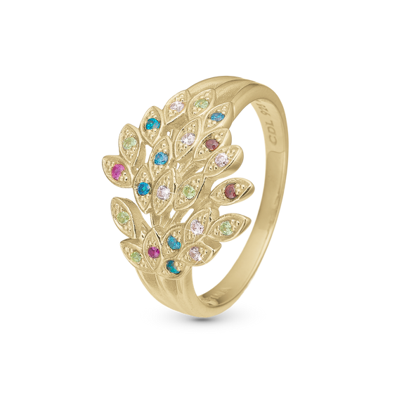 Peacock Ring handcrafted in Sterling Silver and finished with an 18 Gold plating