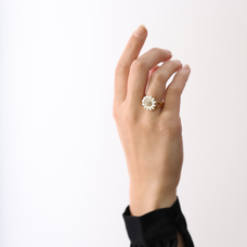 Load image into Gallery viewer, Large Daisy - White Handcrafted Ring in Sterling Silver and available in Gold or a Silver Finish and White with Gemstones