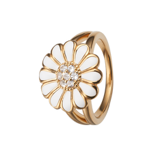 Load image into Gallery viewer, Large Daisy - White Handcrafted Ring in Sterling Silver and available in Gold or a Silver Finish and White with Gemstones
