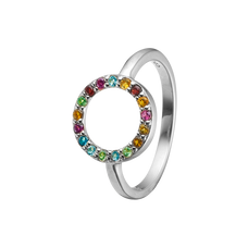 Load image into Gallery viewer, Life Goals Ring with 18 Multi Coloured Genuine Gemstones. Remind yourself of your various life goals and ambitions, and be proud of them with this Multi Coloured Rainbow of Gemstones that adorn this ring. Life Goal Ring, handcrafted in 925 Sterling Silver finished with an 18ct Gold or Rhodium Plating