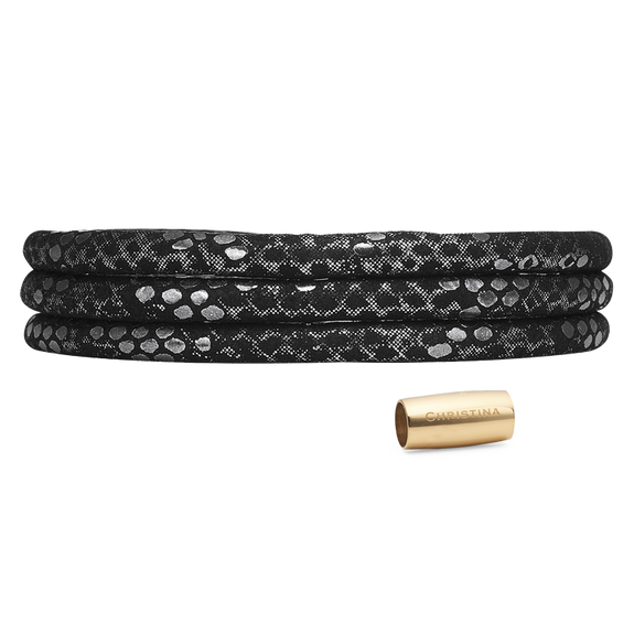 Christina Jewelry & Watches, Silver & Black - Leather Wrap Cord Bracelet